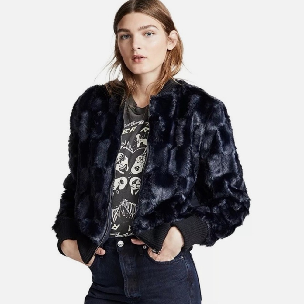 Anthropologie Faux Fur Amy Bomber Jacket by Cupcakes and Cashmere